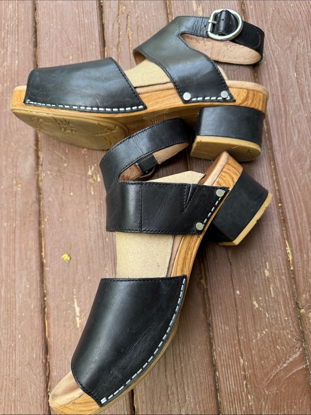 Dansko MINKA Black Leather Two-Band Ankle-Strap Sandals - Picture 4 of 10